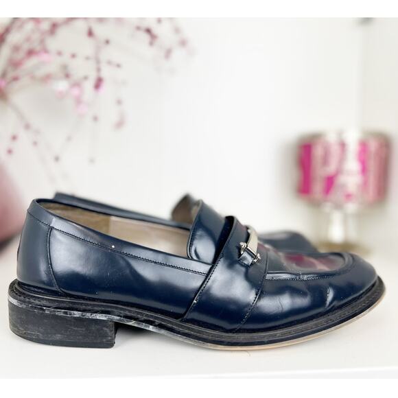 Vintage Lord & Taylor Navy Blue Leather Randy Slip On Penny Loafers Shoes Size 8 - Picture 2 of 12